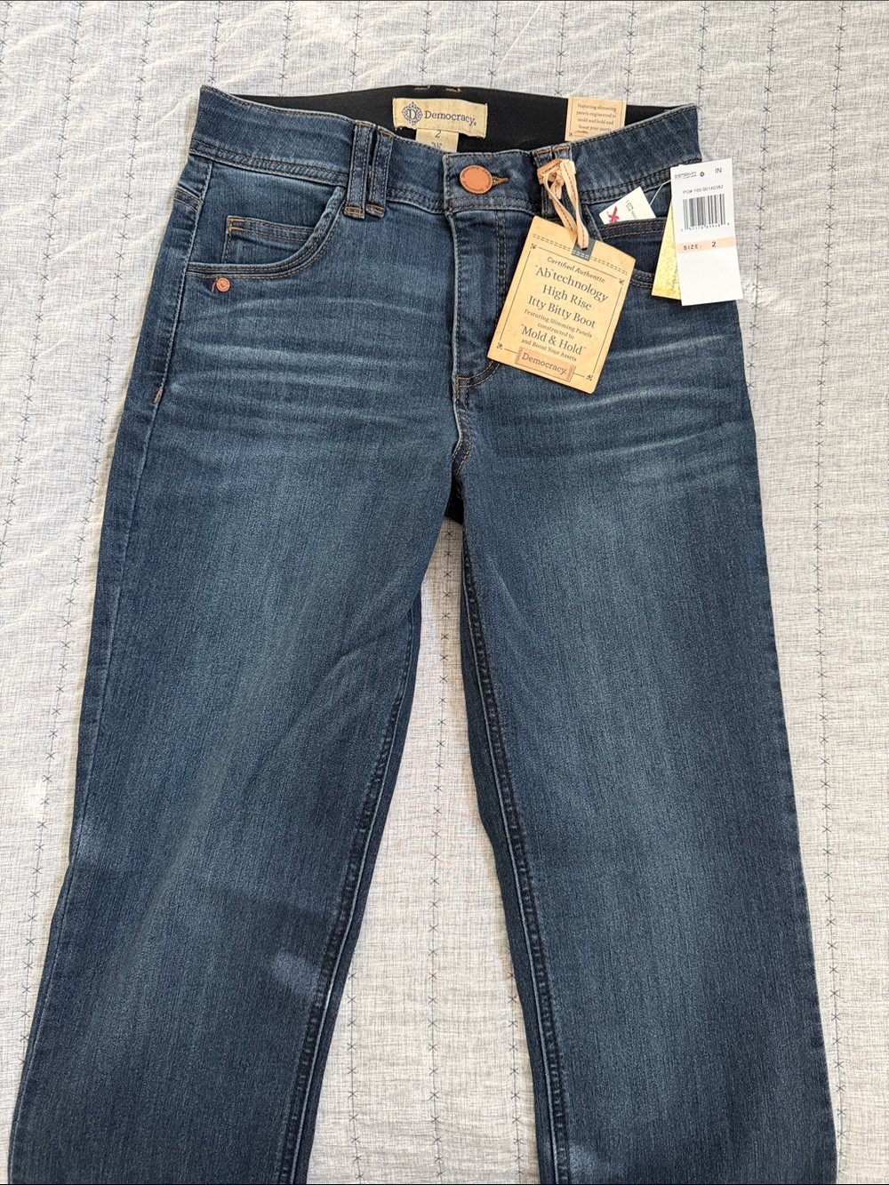 Democracy Women's Dark Indigo Straight Leg Jeans with Copper Accents